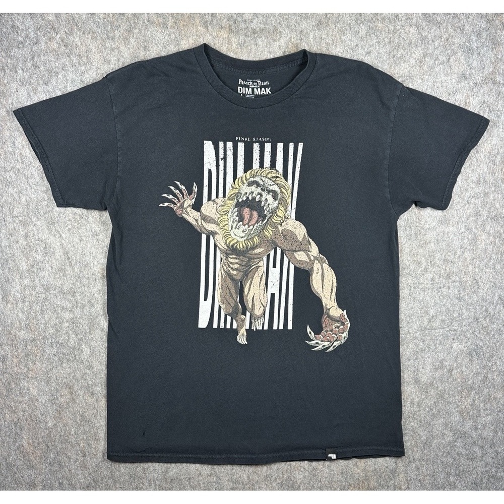 Attack on Titan Dim Mak Final Season T-Shirt Mens Large Black Anime Graphic